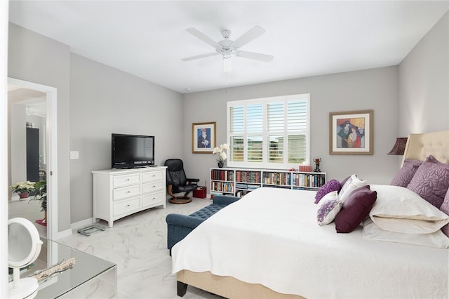 bedroom featuring ceiling fan