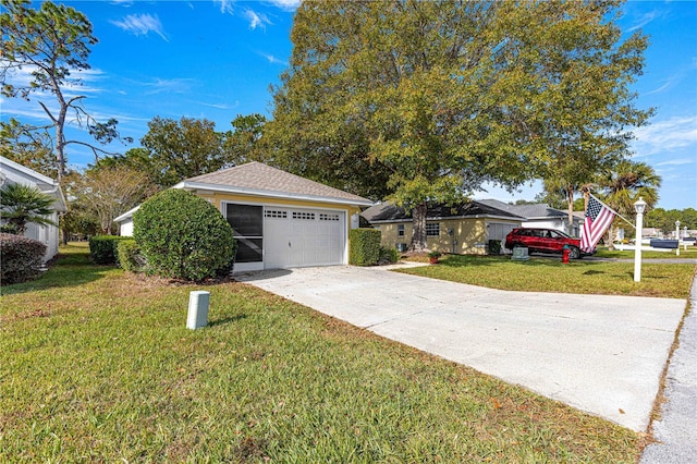 single story home with a front yard