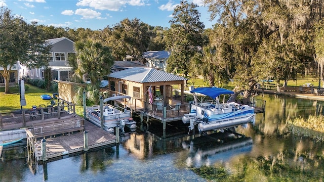 dock area featuring a water view