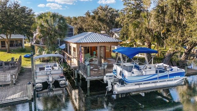 dock area featuring a water view