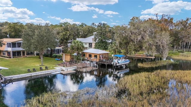 view of water feature with a boat dock