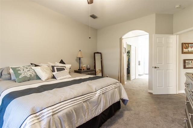 bedroom with carpet floors and ceiling fan