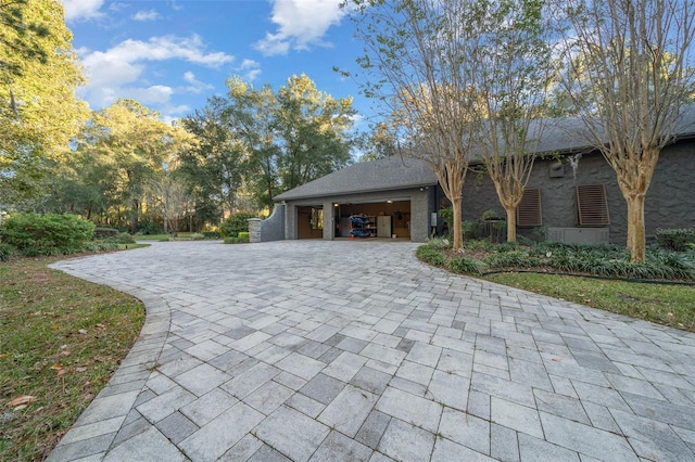 exterior space with a garage