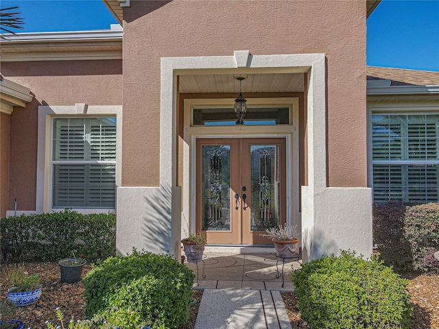 doorway to property with french doors