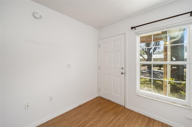 unfurnished room with light hardwood / wood-style flooring and a healthy amount of sunlight