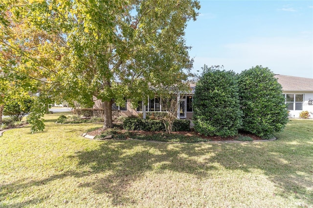 view of front of house with a front lawn