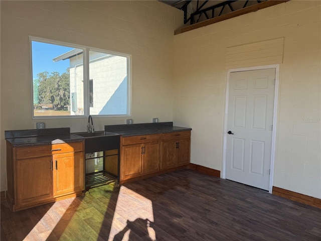 kitchen with dark wood-type flooring and sink