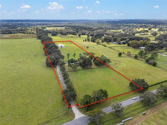 aerial view featuring a rural view