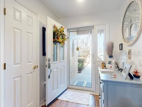 entryway featuring hardwood / wood-style flooring