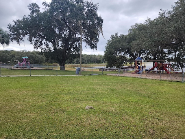 view of yard with a playground