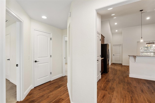 hall featuring dark hardwood / wood-style floors