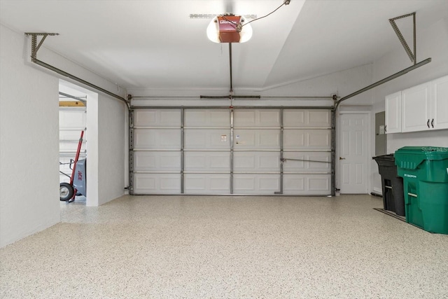 garage with a garage door opener