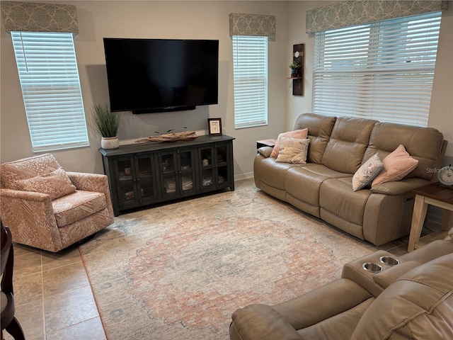 view of tiled living room