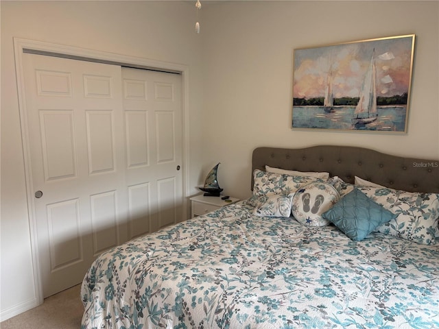 bedroom featuring carpet floors and a closet