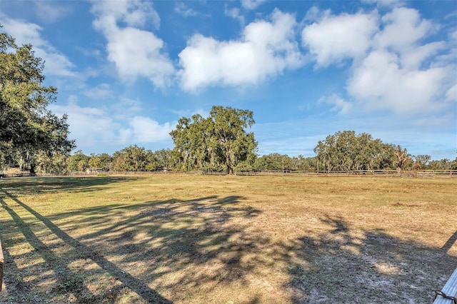 view of yard with a rural view