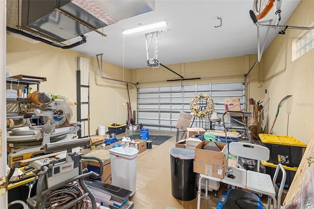 garage with a garage door opener