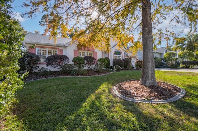 view of front facade featuring a front yard