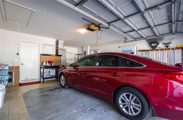 garage with a garage door opener