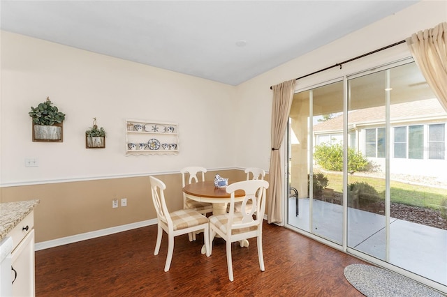 dining room with dark hardwood / wood-style flooring