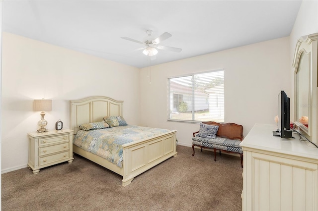 bedroom with carpet floors and ceiling fan