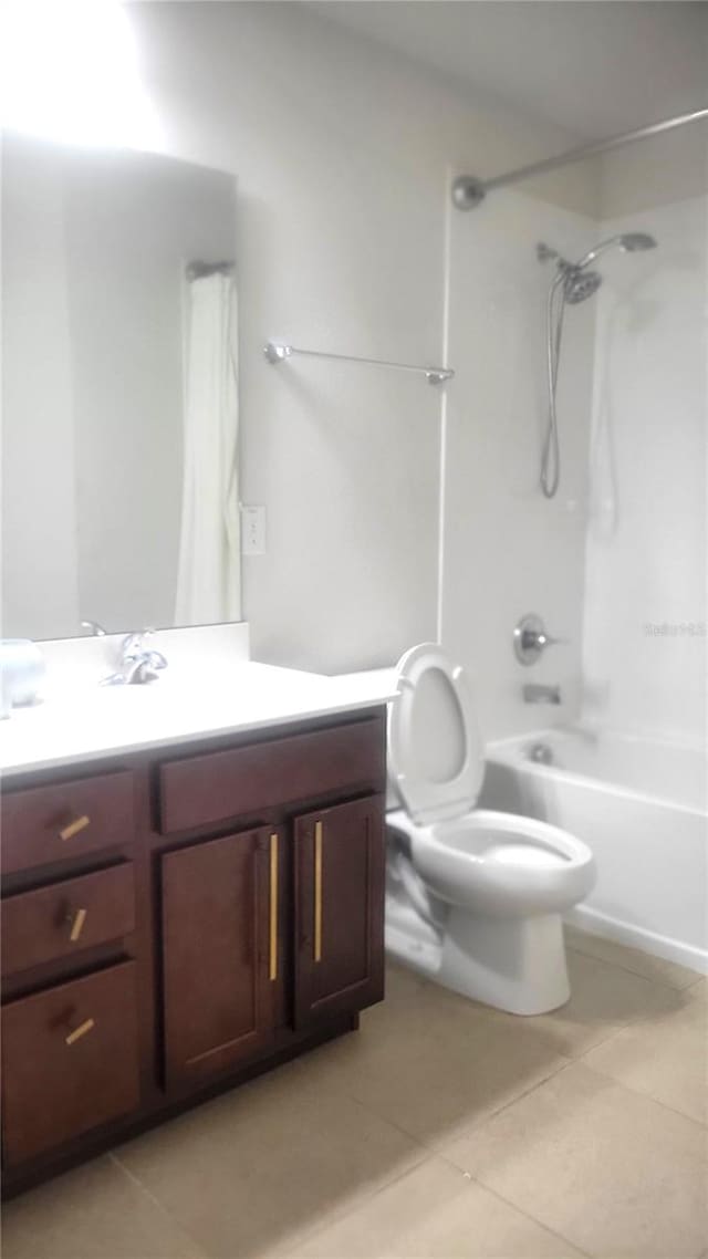 full bathroom with tile patterned floors, vanity, toilet, and shower / bathing tub combination