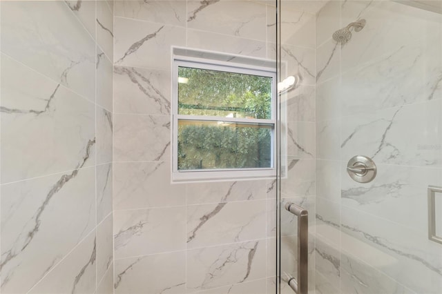 bathroom featuring walk in shower