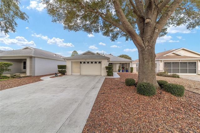 single story home featuring a garage