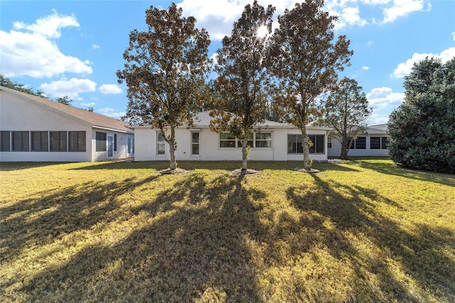 back of house featuring a lawn