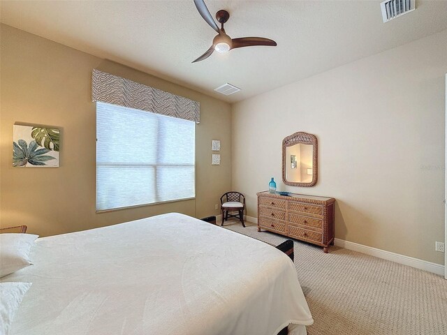 bedroom featuring carpet flooring and ceiling fan