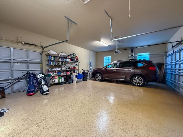 garage with a garage door opener