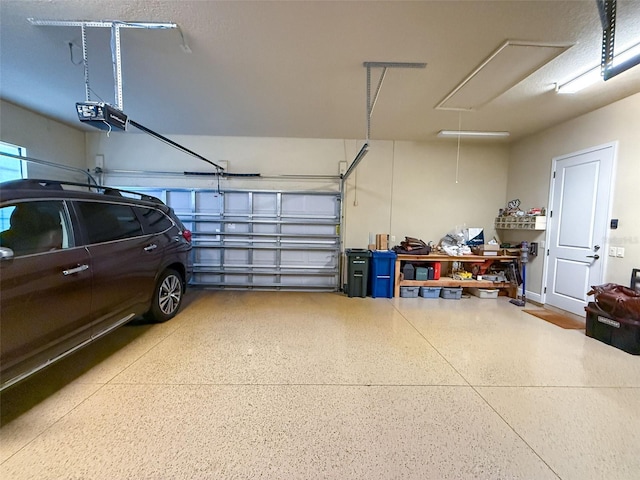 garage with a garage door opener