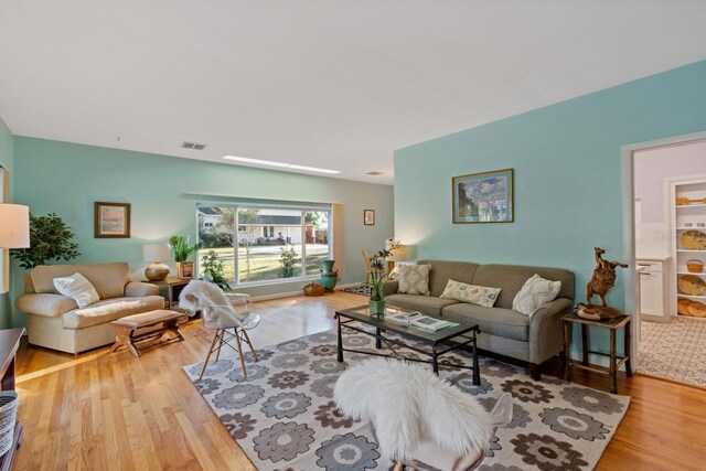 living room with light wood-type flooring