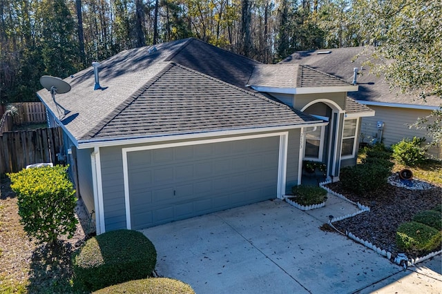 exterior space featuring a garage