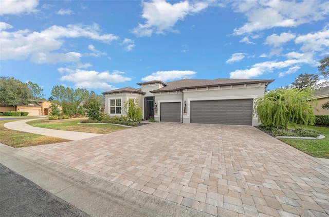 prairie-style house with a garage