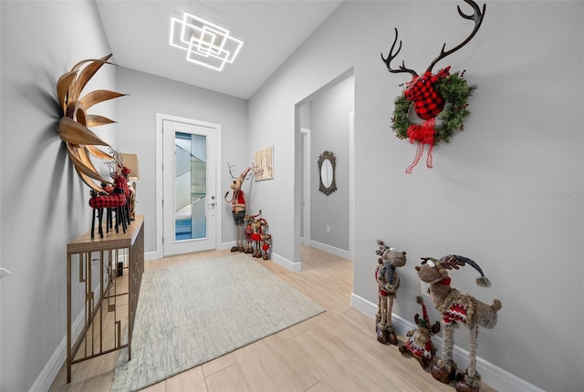 entrance foyer with light hardwood / wood-style flooring