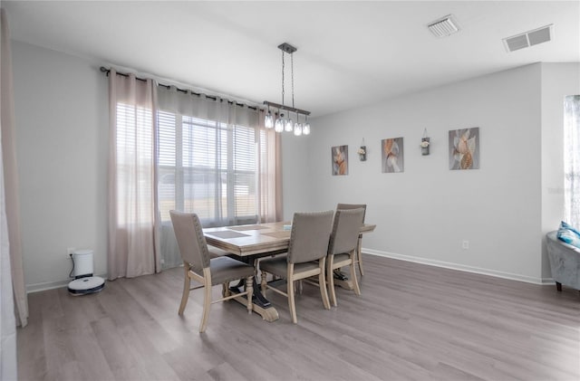 dining room with light hardwood / wood-style flooring