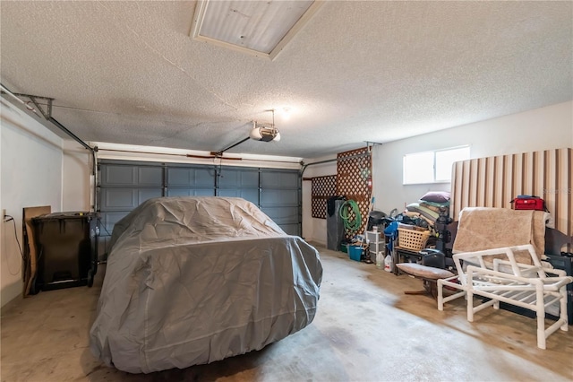 garage with a garage door opener