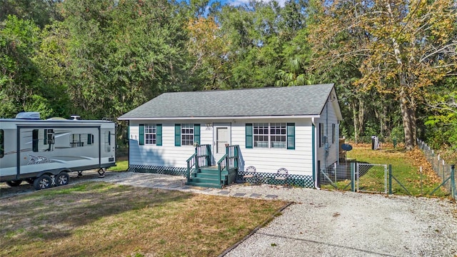 view of front of property with a front yard