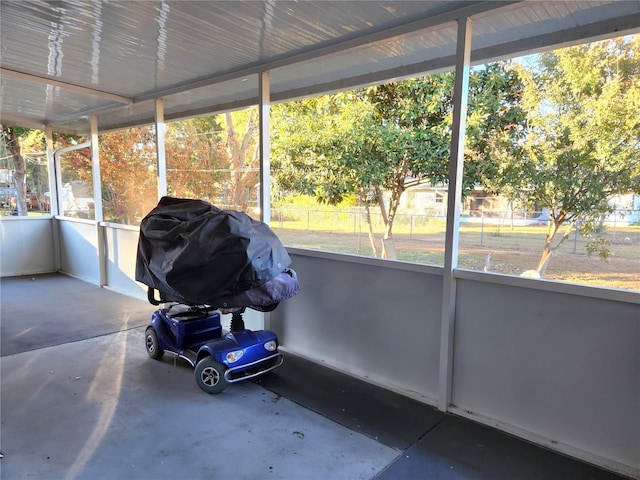 view of unfurnished sunroom