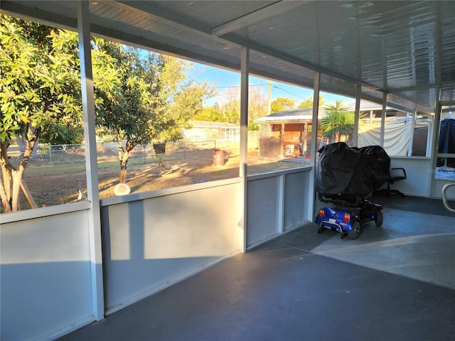 view of unfurnished sunroom