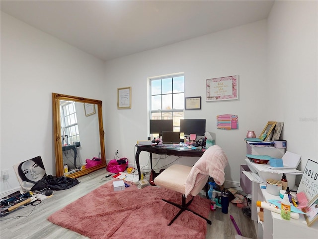 home office featuring hardwood / wood-style flooring