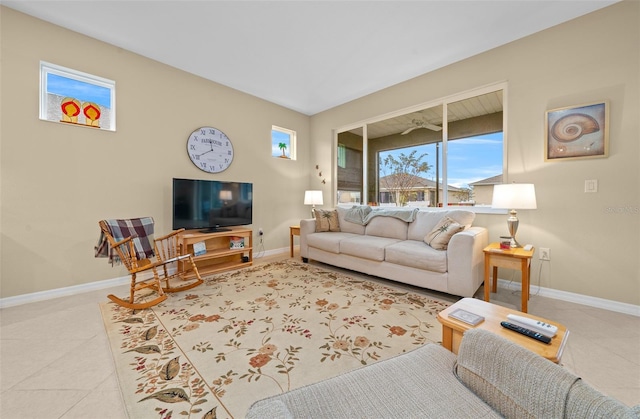 view of tiled living room