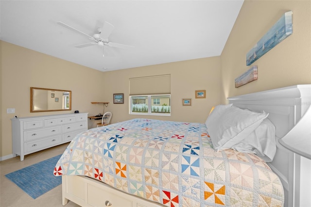 bedroom featuring ceiling fan