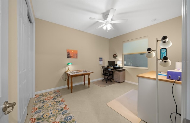 office area featuring ceiling fan