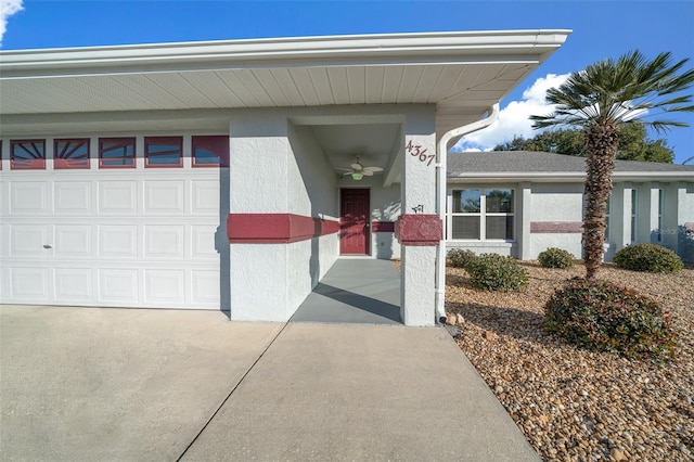 property entrance with a garage