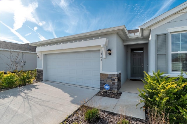 exterior space featuring a garage