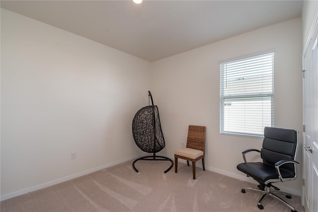 sitting room featuring a healthy amount of sunlight and light carpet