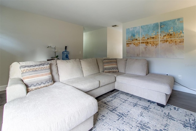 living room with hardwood / wood-style floors