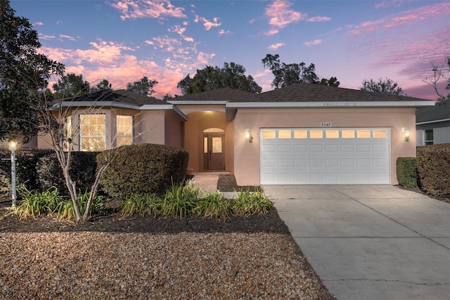 view of front facade featuring a garage