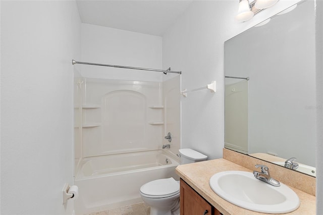 full bathroom featuring vanity, toilet, and bathtub / shower combination